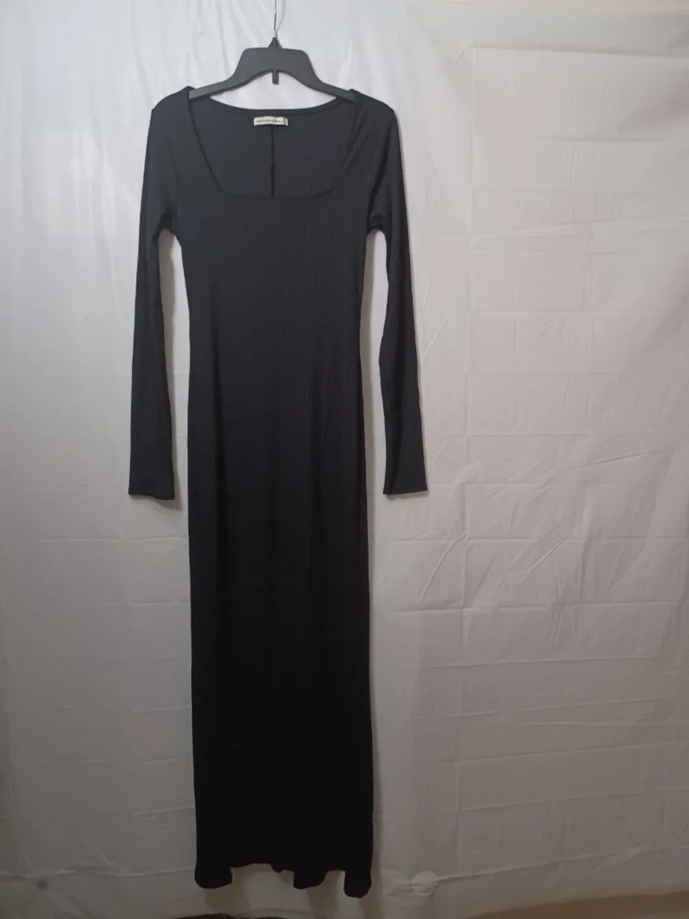 ABERCROMBIE & FITCH LONG SLEEVE RIBBED MAXI DRESS BLACK SIZE (MT) MEDIUM TALL